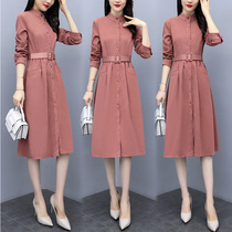2021 New Early Spring Autumn high-end light luxury bottoming inside shirt dress children waist thin temperament