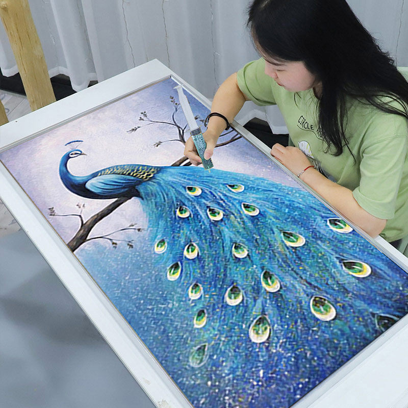 Cross stitch 2021 new diamond painting living room peacock open screen full of diamonds handmade crystal diamond masonry stickers 2020