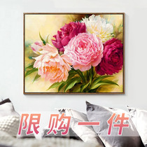 2022 new diamond painting full drill with frame restaurant 5d Peony flower cross embroidered crystal bedroom brick with 2021 headboard