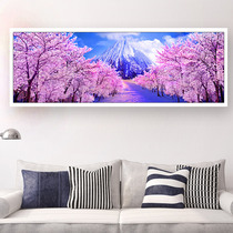 2022 new diamond painting full drill living-room sticker painting cherry blossom tree cross embroidered with its own landscape scenery background wall water drill