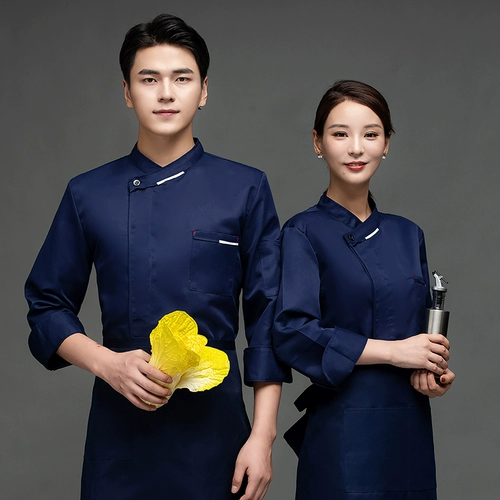 Шеф -повара Работа в одежде мужская длинная -выпечка западного ресторана высокий ресторан для общественного питания Cafeteria Custom осень и зимний на заказ целый набор кухонных курток