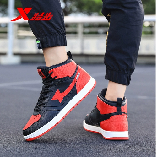 Xtep, высокие кроссовки, красная демисезонная спортивная обувь, осенняя, тренд сезона