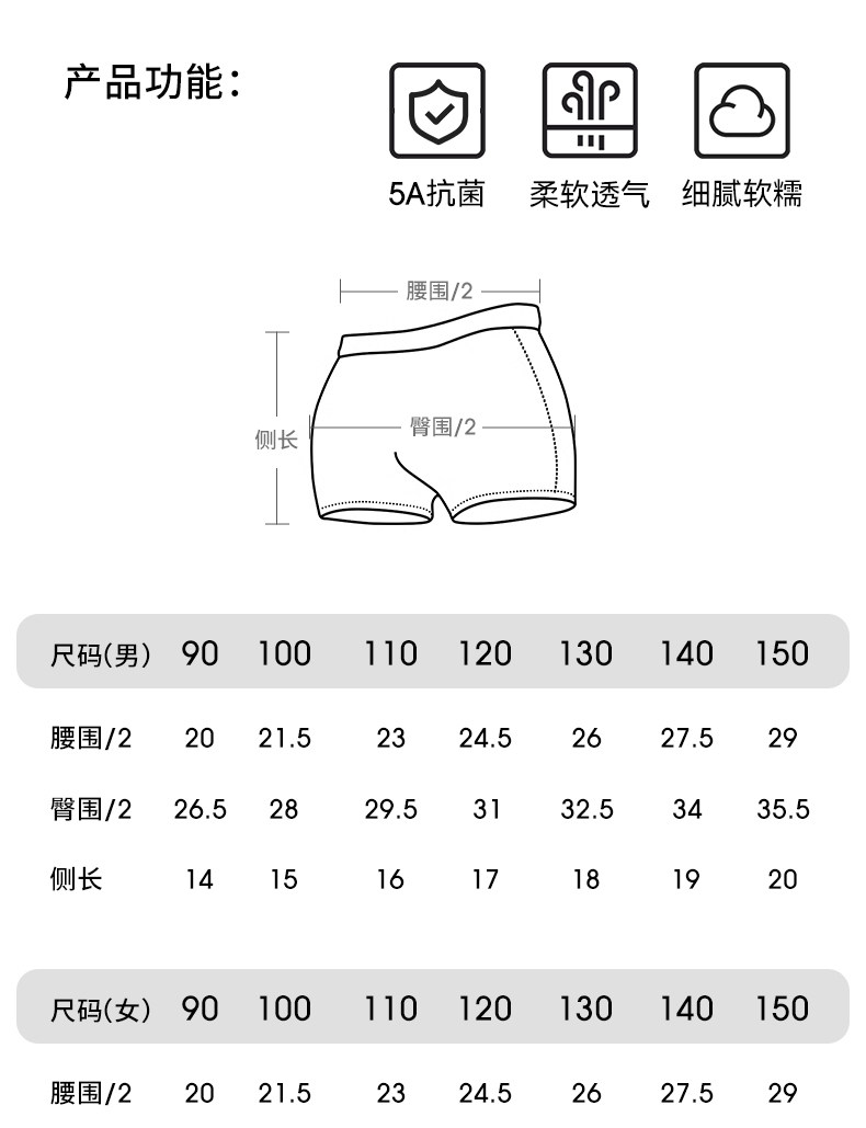 【刘涛推荐】贝肽斯女童内裤女宝宝短裤儿童四角裤纯棉女孩平角裤 — 34