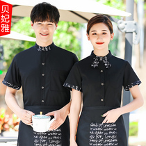 Hotel waiter overalls short-sleeved women Summer clothing catering hot pot restaurant restaurant overalls summer Men