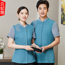 Guest room cleaning aunt overalls womens short sleeve set hotel property PA aunt cleaner waiter summer