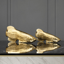 Modern Fashion Golden Dragon Fish Brass Pendulum Pieces Living Room Table Decoration Furnishing Creative Light Lavish Art Bedroom Handiwork