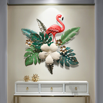 Nordic wrought iron porch wall decoration restaurant wall decoration pendant Flamingo green plant creative wall decoration
