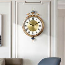 Light luxury decoration atmospheric wall clock living room American art silent hanging watch creative fashion European home clock