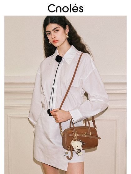Cnoles蔻一简约保龄球包包女款2025春夏新款手提波士顿包包斜挎包