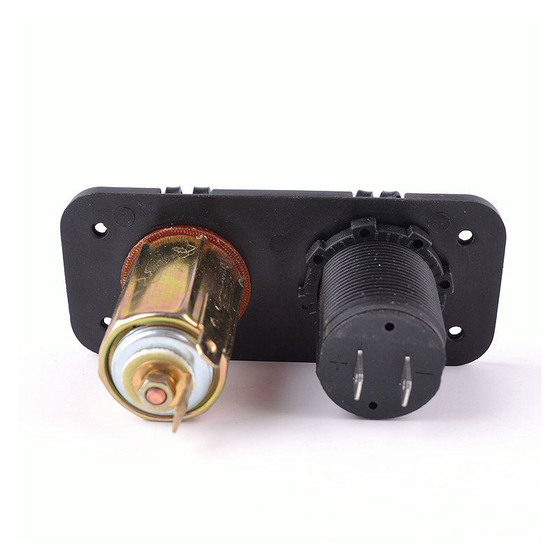 Car and motorcycle modified cigarette lighter socket dual USB car charger mobile phone charger voltmeter combination 12-24V