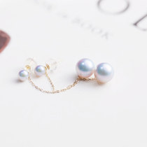 A multi-wearing Japanese akoya seawater pearl 18K gold earrings earrings earrings long model for mother girlfriend