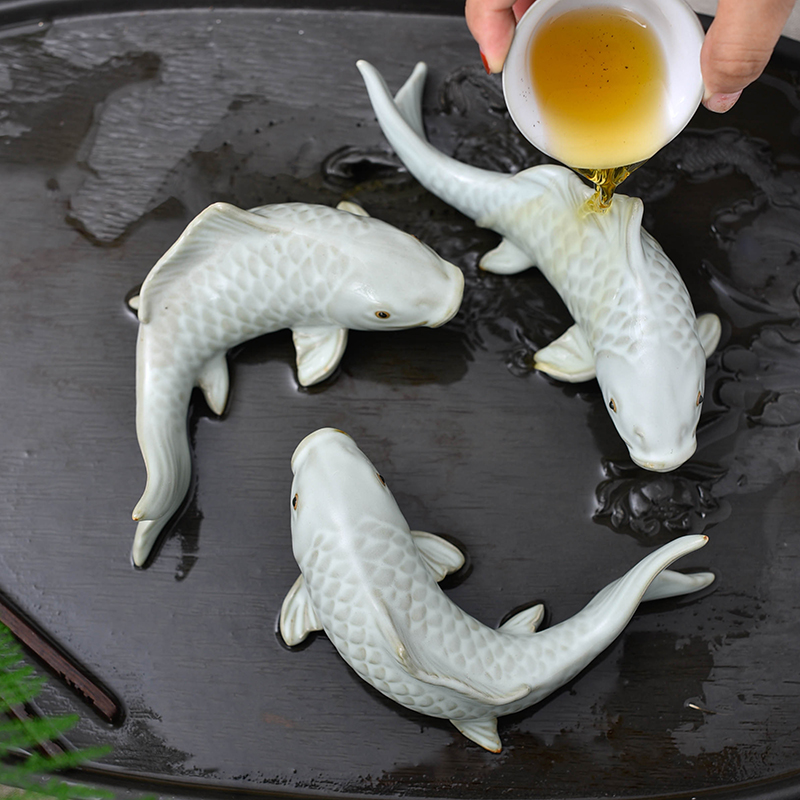 Beautiful home your up tea pet boutique furnishing articles three fish large tea tray tea play household ceramics decoration furnishing articles