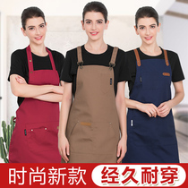 Work canvas apron custom logo fashion Kitchen cafe milk tea shop hairdresser thickened wear-resistant women