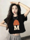 Black Short-Sleeved T-Shirt for Women 2025 New Popular Summer Loose Fit High-Waisted Half-Sleeve Short Top for Petite Figures