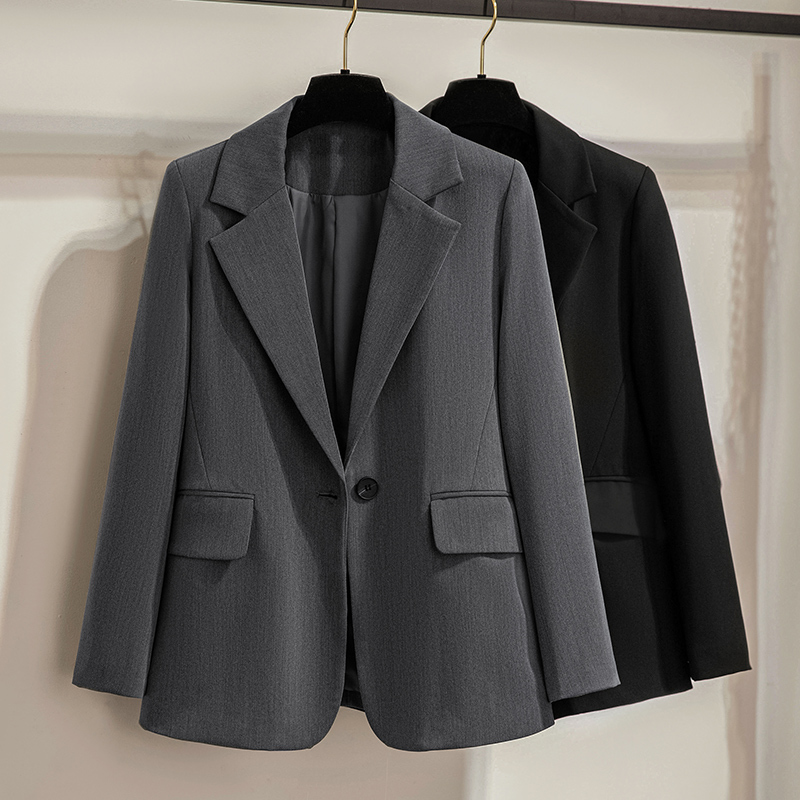Chic Street-Style Petite Gray Blazer for Women 2024 Spring and Autumn New Korean Version Internet Celebrity Women's Suit Jacket
