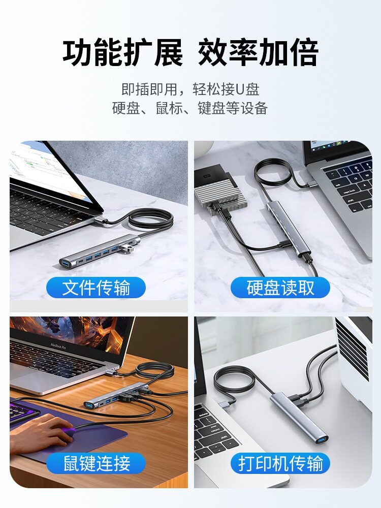 USB Extender Extension Cable Plug 3.0 Converter Multi-Interface Hub Type-C Docking Station for Desktop and Laptop External USB Drive Hard Drive Car Hub Adapter with Power Supply USB