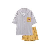 Cartoon pajamas for women summer 2022 new womens pure cotton short-sleeved shorts home clothes large size can be worn outside the suit