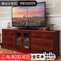 Solid wood high TV cabinet Coffee table combination Modern simple American floor cabinet Bedroom TV cabinet Small apartment living room