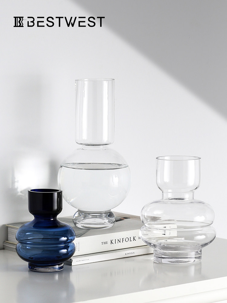 Creative glass vase transparent home living room hydroponic insert vase ornaments Nordic table decoration light luxury