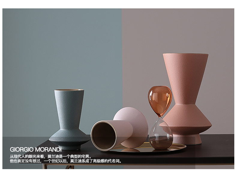 Creative morandi color ceramic vases, soft adornment art furnishing articles example room sitting room vase decoration light of key-2 luxury