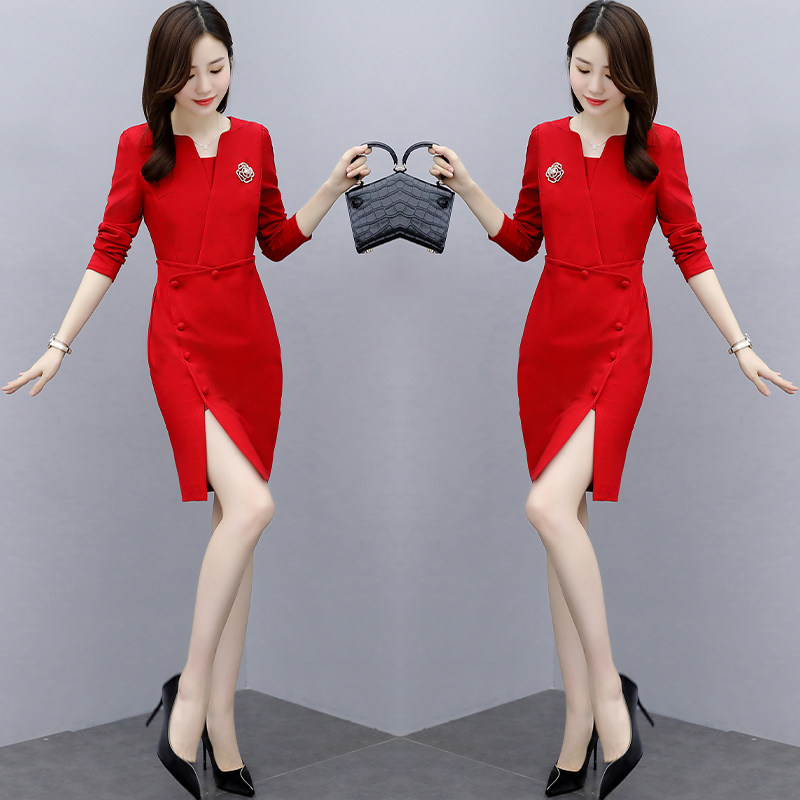 Red Professional Ocean Dress Women's Clothing 2022 Spring New Fashion Superior Sense of Lean Skirt Tide