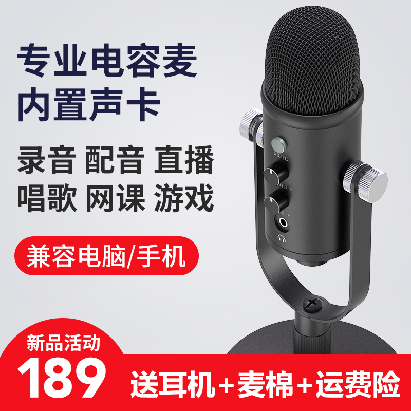 Capacitive Microphone USB Mobile Phone Computer Desktop Notebook Professional Soundtrack Equipment Home Recording Studio Set Live Himalayan Recording Private Network Lesson Game Anchor Snowy K Song