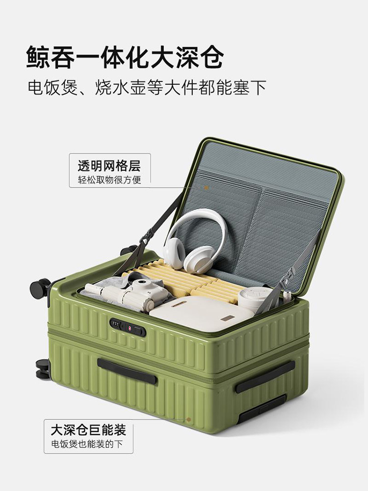 High-End Front-Opening Suitcase for Women 24inch Expandable Large-Capacity Travel Trolley Case Password-Protected Leather Suitcase for Men New Model 28