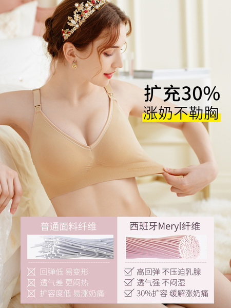 十月皇后哺乳内衣女孕期产后喂奶专用防下垂聚拢睡眠无痕孕妇文胸 — 3