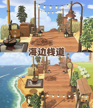 Animal Crossing Seaside Plank Road Animal Crossing 2.0 Furniture Design Animal Crossing Seaside Beach Reef Area Small Scene