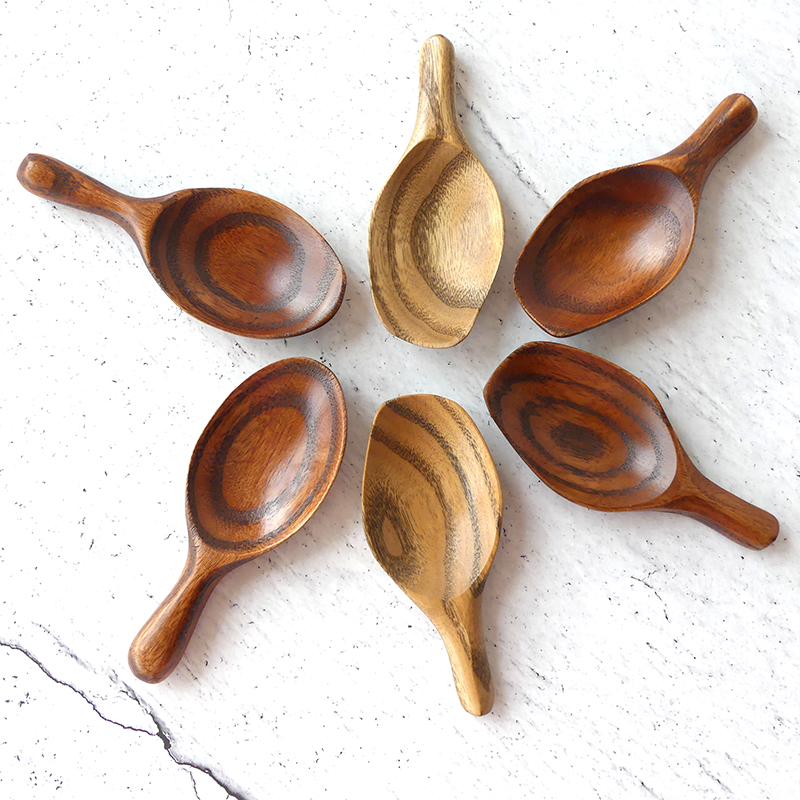 New creative mini wooden spoon milk powder spoon tea spoon seasoning spoon large wide mouth short handle small spoon shovel personality spoon