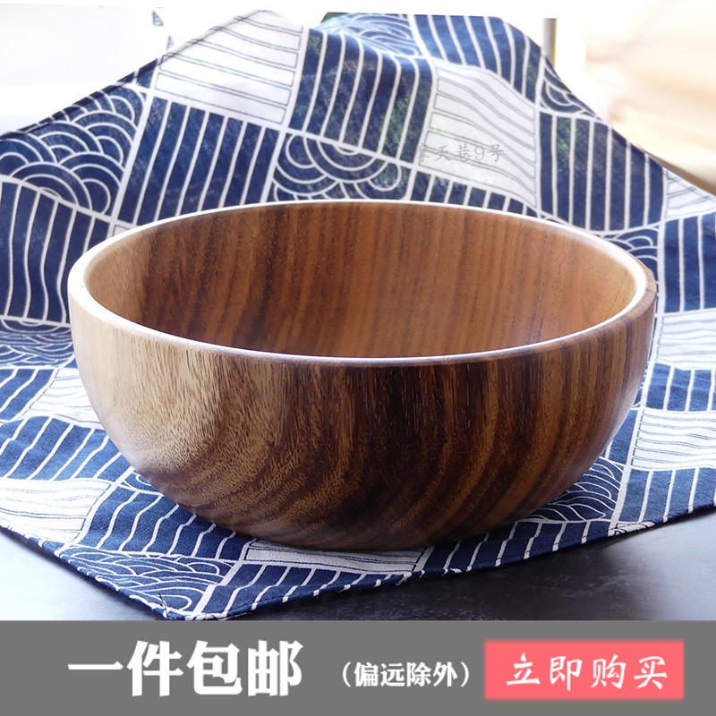 Wooden bowl Acacia wood oversize whole wood bowl 25CM big bowl hotel household and noodle wooden basin wooden bowl