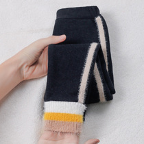 Girls  velvet thickened one-piece velvet autumn and winter wear Western-style trousers in the big childrens winter warm pants for the winter