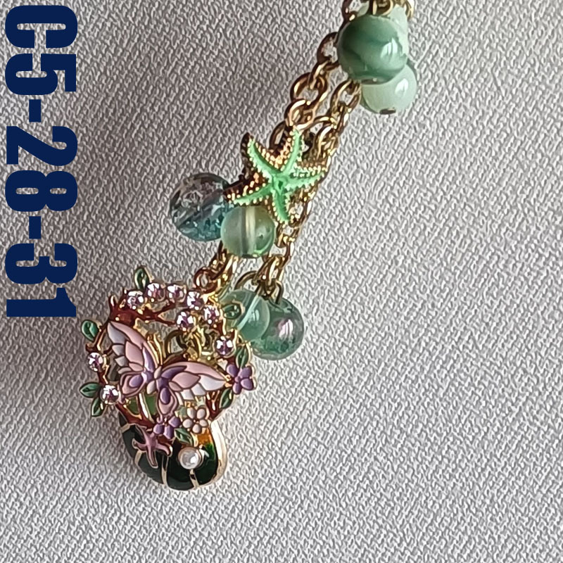 C52831 Tingkai Original Gold Chain Glass Beads Green Series 4 Ocean Creature Pendants Bracelet