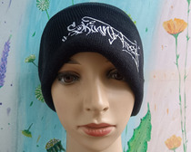 1011-51 black embroidered mark-protection folded peak warm knit cap autumn winter cold cap-single top