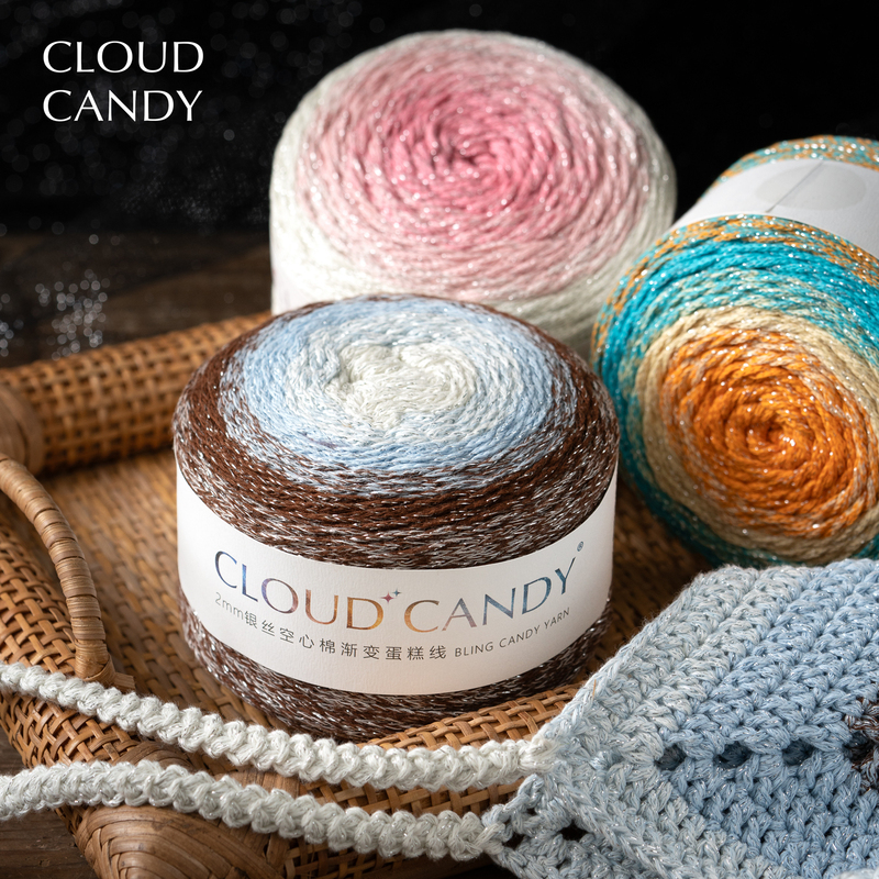 Cloudcandy Galaxy Gradient Cake Yarn 2mm Silver Thread Hollow Cotton Thread Bud Yarn Gradient Dyed Crochet Bag Yarn Cloudcandy Galaxy Gradient Cake Yarn 2mm Silver Thread Hollow Cotton Thread Bud Yarn Gradient Dyed Crochet Bag Yarn