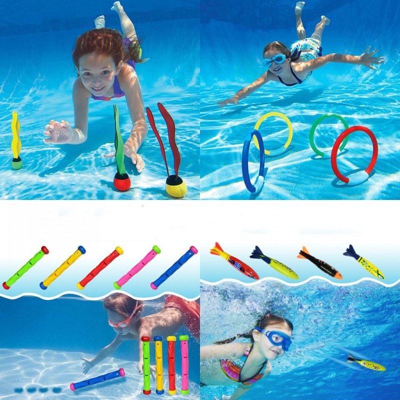 Paddling Diving Training Toys Kids Swimming Pool Throwing Underwater Torpedoes Diving rings Children's interactive diving Forget