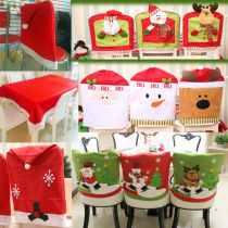 Christmas ornament chair cover tablecloth dining table chair cover creative old snowman elk dining chair cover cushion placemat