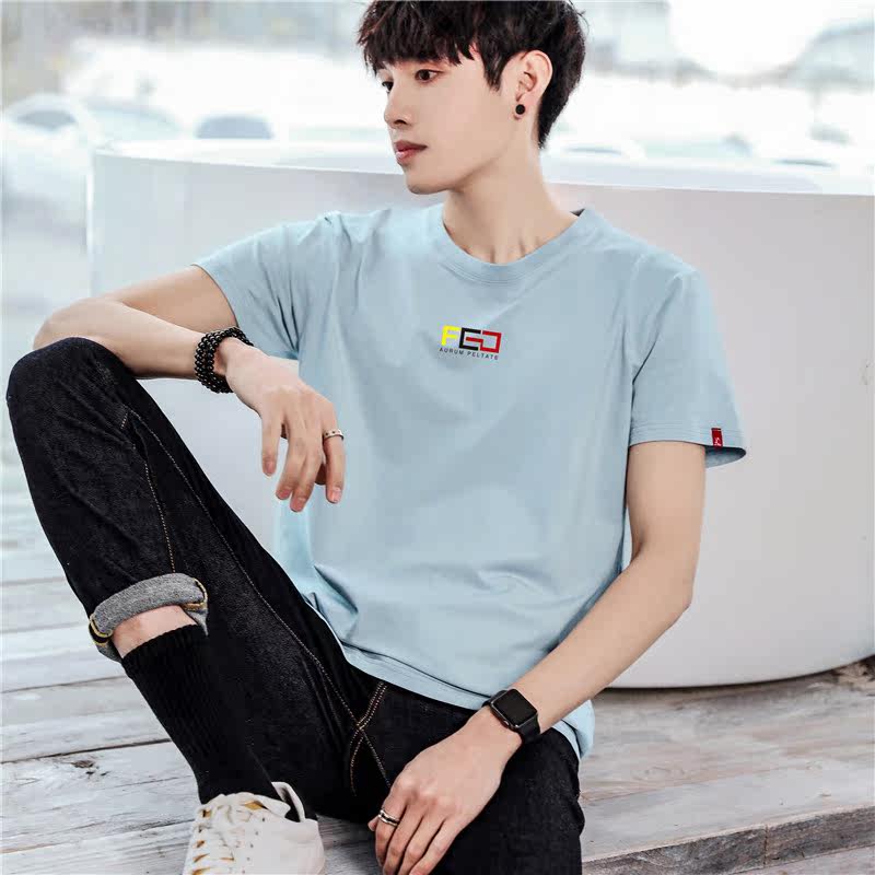 Playboy 2022 Men's Short Sleeve T-Shirt Round Neck Cotton T-Shirt White Top Trend Loose Half Sleeve