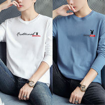FlorPlayboy Men Long Sleeve T-shirt 2022 Spring Fall New Pure Cotton Round Neckline Dresses Bottom Trendy Mens Clothing