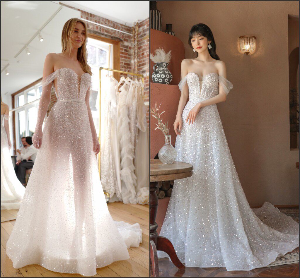 Straight Shoulder Light Lavish Wedding Dress 2022 New Sensuo Princess Super Fairy Dream Luxury luxury Engagement Banquet Evening Dress