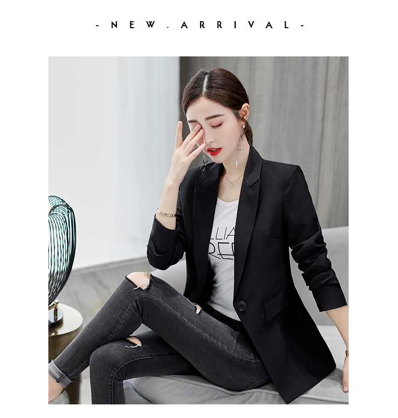 2018 nhỏ phù hợp với áo khoác nữ dài tay port phong cách retro chic trong phần dài màu đen giản dị phù hợp với mùa thu mỏng vest kẻ nữ