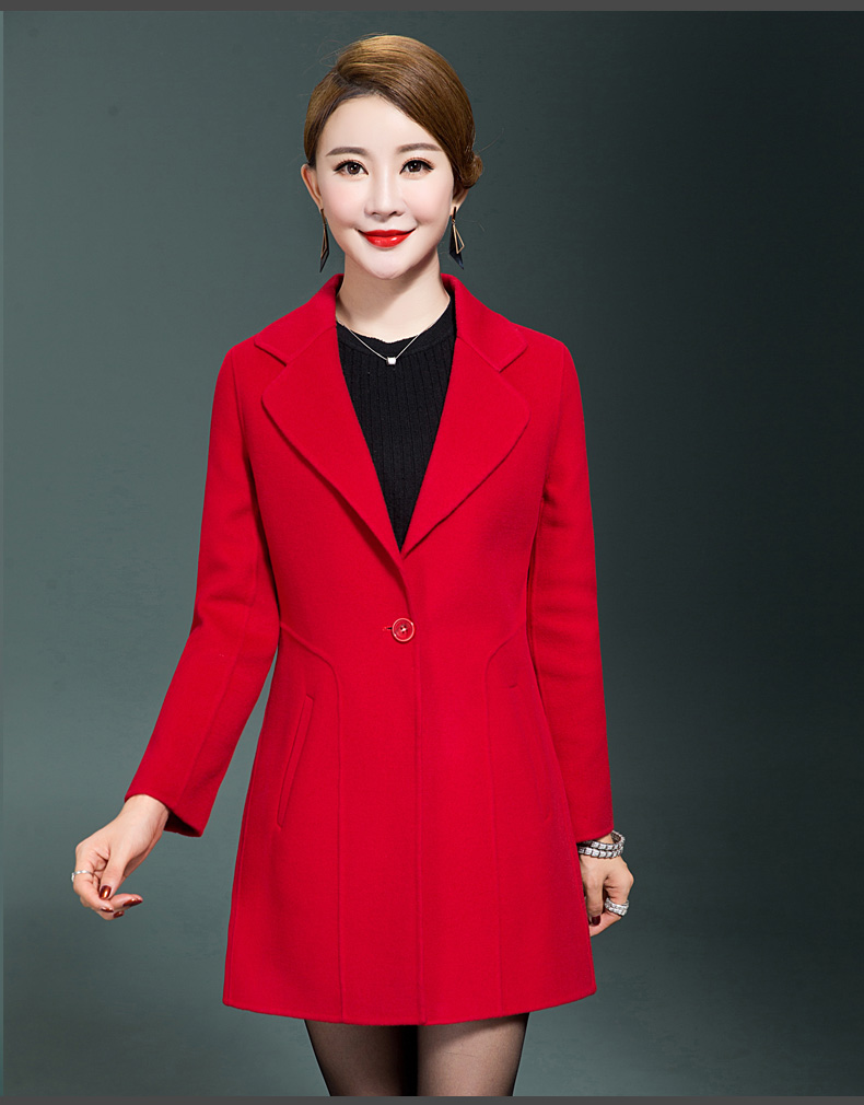 Chống mùa giải phóng mặt bằng mới mùa thu đôi phải đối mặt với cashmere áo khoác nữ áo khoác mỏng giữa- len dài hai mặt áo phao nữ 2021