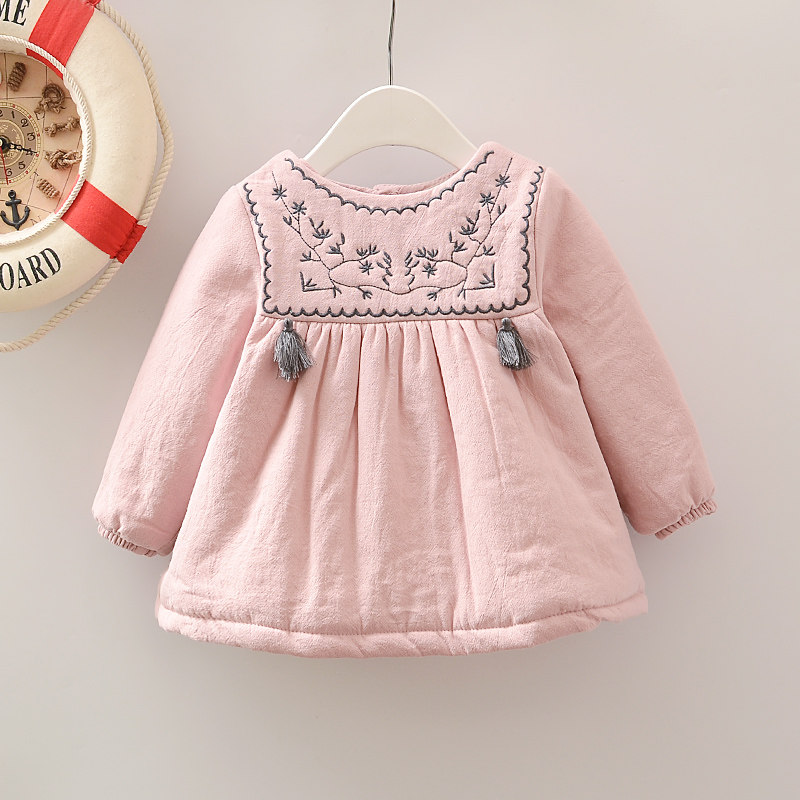 5-6-8-12-month female baby plus suede thickened winter foreign dress Long sleeve 1-3-year-old 0-2 baby girl autumn winter clothing