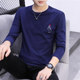 Pure cotton trendy spring simple men's long-sleeved T-shirt round neck printed loose clothes body-hugging bottoming shirt top clothes