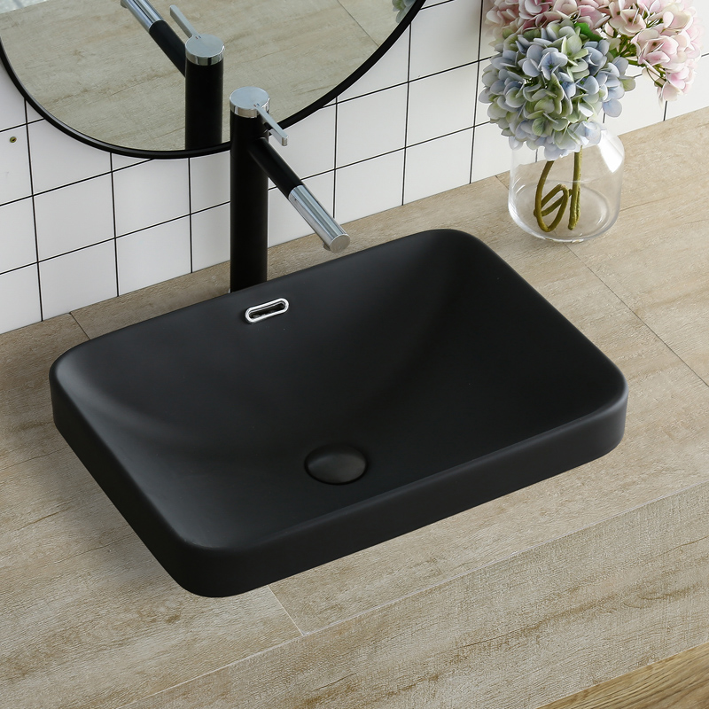 Black semi-embedded washbasin countertop basin washbasin single sink home powder room balcony countertop basin Nordic style