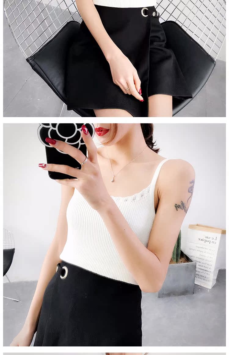 2018 mới dây đeo bên trong yếm nữ mùa hè phong cách nữ sinh ngắn gợi cảm gợi cảm áo len mỏng hàng đầu mặc thiết kế thời trang nữ