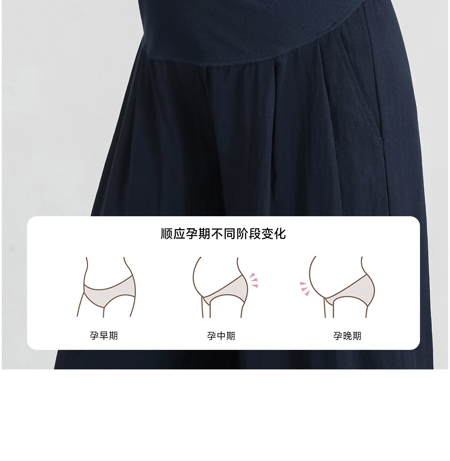 孕之优品孕妇阔腿裤夏薄款莱赛尔凉感亚麻休闲裤冰丝垂感孕妇裤子 — 8