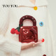 [ຂອງຂວັນວັນເກີດ] TOUTOU original cherry small square bag 2024 new limited edition red bag hand-held crossbody bag