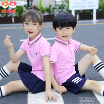 Kindergarten garden clothes summer school uniforms childrens summer short-sleeved shift cotton suit British style Korean version