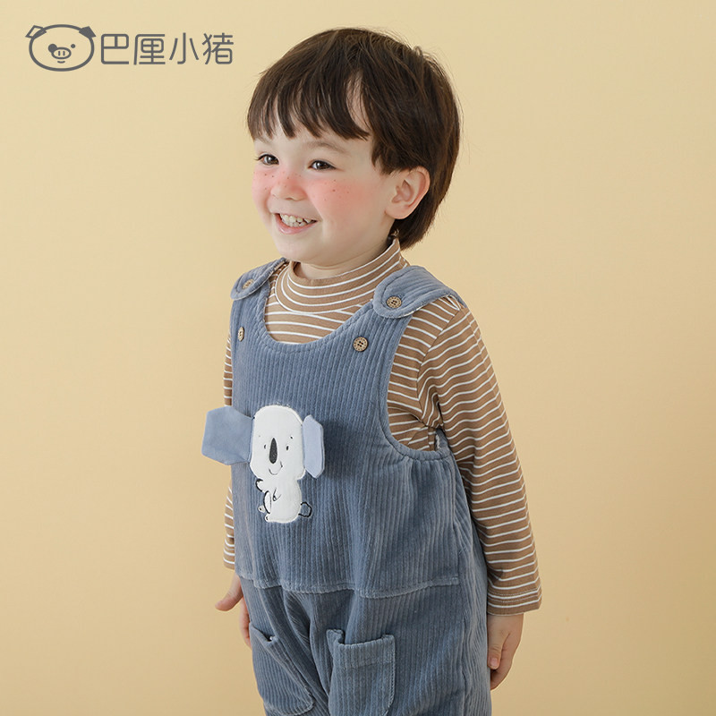 Baby carrier pants autumn and winter thick warm corduroy children's jumpsuit newborn baby cotton pants outside